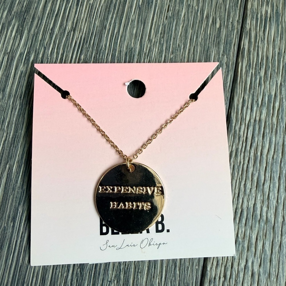 Expensive Habits Circle Charm Necklace in Gold